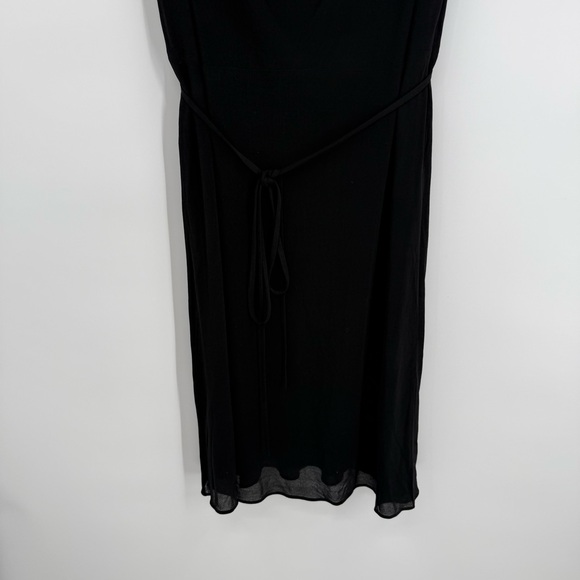 EILEEN FISHER Dress Silk Jersey Double Layer Drape  Neck Sleeveless Black Size L - Picture 6 of 11